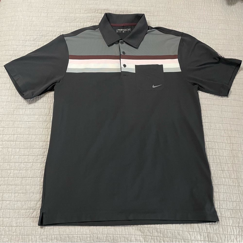 NIKE GOLF DRI-FIT Pebble Beach Golf Links Embroidered Polo Color-Block Mens M